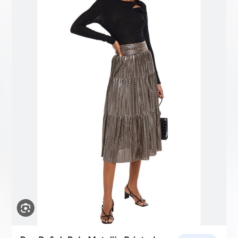 BA&SH Poly Pleated Metallic Midi Skirt Size 1